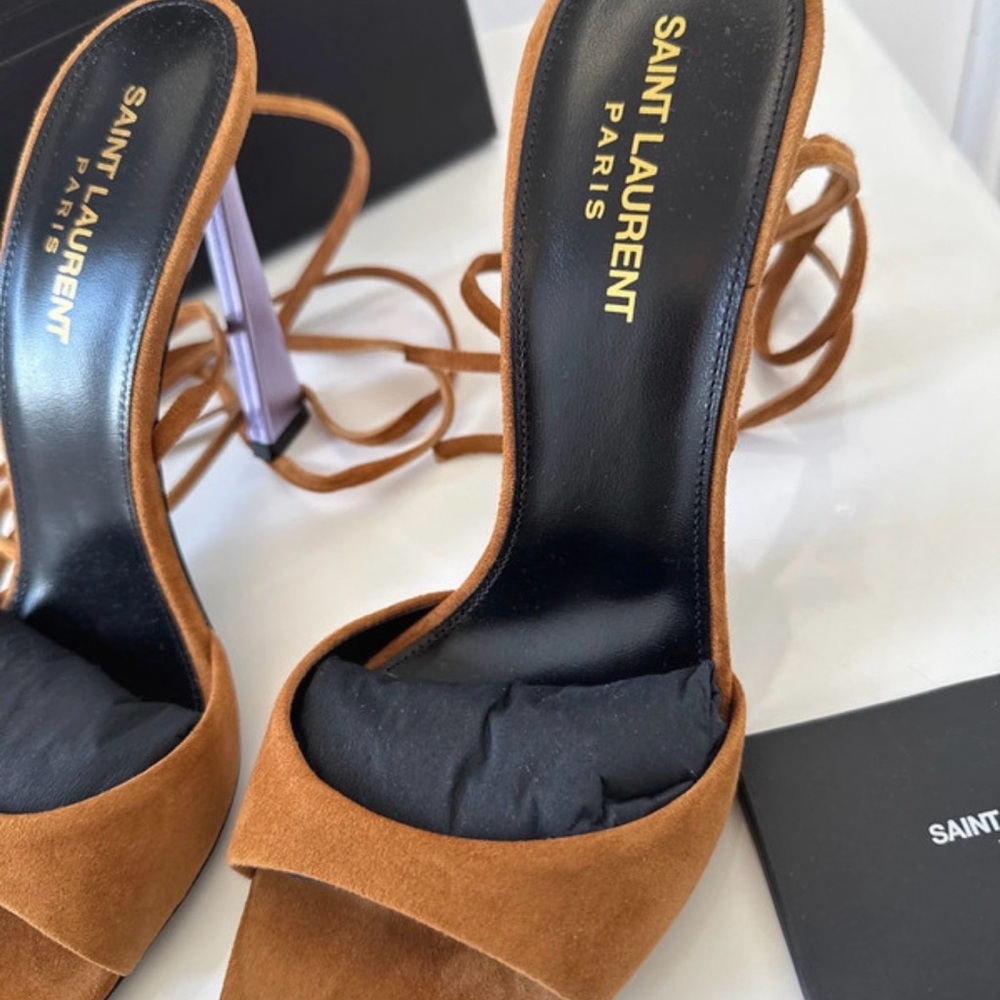 Saint Laurent Vitti Suede Brown with purple heel sandals - Picture 3 of 7